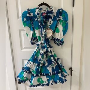 Celia B Obsidiana Mini Dress in blue. Size XS